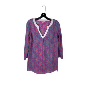 Lilly Pulitzer Ripley‎ Gauze Tunic Cover Up Top XS Seahorse Summer Beach Coastal